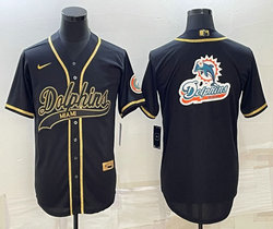 Nike Miami Dolphins Black Gold Joint Team Logo Authentic Stitched baseball jersey
