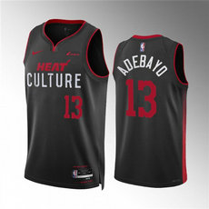 Nike Miami Heat #13 Bam Adebayo 2024 Black City With Advertising Stitched NBA Jersey