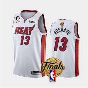 Nike Miami Heat #13 Edrice Adebayo White 2023 Finals 6 patch With Advertising Authentic Stitched NBA Jersey