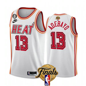 Nike Miami Heat #13 Edrice Adebayo White 2023 Finals classic 6 patch With Advertising Authentic Stitched NBA Jersey
