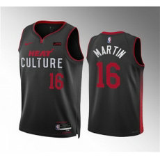 Nike Miami Heat #16 Caleb Martin 2024 Black City With Advertising Stitched NBA Jersey