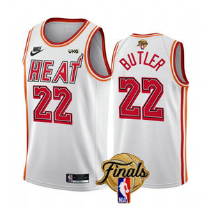 Nike Miami Heat #22 Jimmy Butler White classic 2023 Finals 6 patch With Advertising Authentic Stitched NBA Jersey