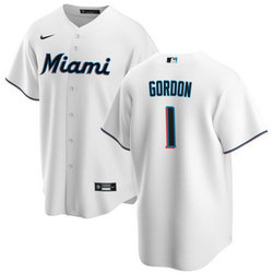 Nike Miami Marlins #1 Nick Gordon White Game Authentic Stitched MLB Jersey