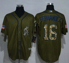 Nike Miami Marlins #16 Jose Fernandez Green Salute to Service Authentic Stitched MLB Jersey