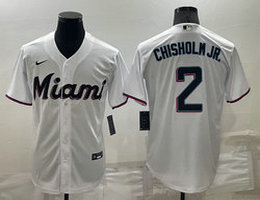 Nike Miami Marlins #2 Jazz Chisholm Jr. White Game Authentic Stitched MLB Jersey