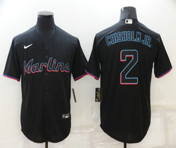 Nike Miami Marlins #2 Jazz Chisholm Jr. Black Game Authentic Stitched MLB Jersey