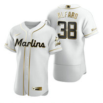 Nike Miami Marlins #38 Jorge Alfaro White Golden Flexbase Authentic Stitched MLB Jersey
