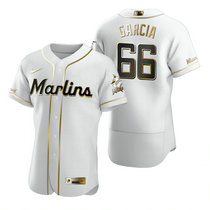 Nike Miami Marlins #66 Jarlin Garcia White Golden Flexbase Authentic Stitched MLB Jersey