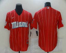 Nike Miami Marlins Blank  Red 2021 City Game Authentic Stitched MLB Jersey