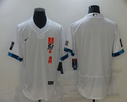 Nike Miami Marlins Blank 2021 All star White Flexbase Authentic Stitched MLB Jersey