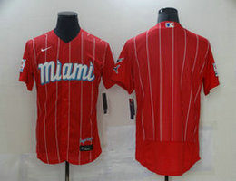 Nike Miami Marlins Blank Red 2021 City Flexbase Authentic Stitched MLB Jersey