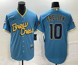 Nike Milwaukee Brewers #10 Sal Frelick Blue Game 2023 City Authentic Stitched MLB Jersey