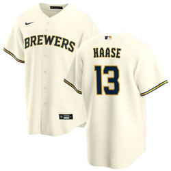 Nike Milwaukee Brewers #13 Eric Haase Cream Game Authentic Stitched MLB Jersey