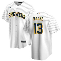 Nike Milwaukee Brewers #13 Eric Haase White Game Authentic Stitched MLB Jersey