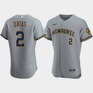 Nike Milwaukee Brewers #2 Luis Urias Gray Flexbase Authentic Stitched MLB Jersey