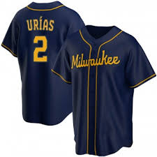 Nike Milwaukee Brewers #2 Luis Urias Navy Blue Game Authentic Stitched MLB Jersey