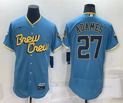 Nike Milwaukee Brewers #27 Willy Adames Blue Flexbase 2023 City Authentic Stitched MLB Jersey