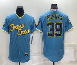 Nike Milwaukee Brewers #39 Corbin Burnes Blue Flexbase 2023 City Authentic Stitched MLB Jersey