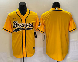 Nike Milwaukee Brewers Blank Gold Joint baseball jersey