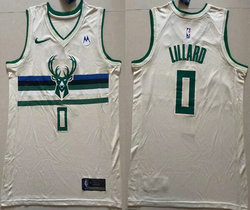 Nike Milwaukee Bucks #0 Damian Lillard Cream 2024 City With Advertising Authentic Stitched NBA Jersey