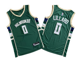 Nike Milwaukee Bucks #0 Damian Lillard Green Authentic Stitched NBA jerseys