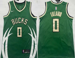 Nike Milwaukee Bucks #0 Damian Lillard Green Authentic Stitched NBA Jersey