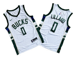 Nike Milwaukee Bucks #0 Damian Lillard White Authentic Stitched NBA jerseys