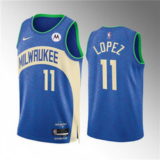 Nike Milwaukee Bucks #11 Brook Lopez Blue 2024 City Stitched NBA Jersey