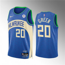 Nike Milwaukee Bucks #20 A.J. Green Blue 2024 City Stitched NBA Jersey