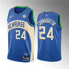Nike Milwaukee Bucks #24 Pat Connaughton Blue 2024 City Stitched NBA Jersey