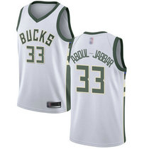 Nike Milwaukee Bucks #33 Kareem Abdul-Jabbar White Game Authentic Stitched NBA Jersey
