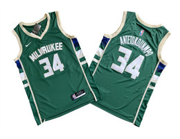 Nike Milwaukee Bucks #34 Giannis Antetokounmpo Green Authentic Stitched NBA jerseys