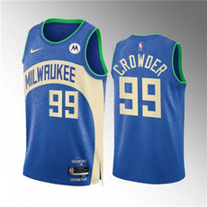 Nike Milwaukee Bucks #99 Jae Crowder Blue 2024 City Stitched NBA Jersey