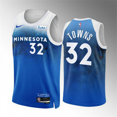 Nike Minnesota Timberwolves ##32 Karl-Anthony Towns Blue 2024 City Stitched NBA Jersey