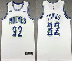 Nike Minnesota Timberwolves #32 Karl Towns White classic Authentic Stitched NBA jersey