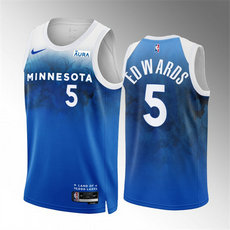 Nike Minnesota Timberwolves #5 Anthony Edwards Blue 2024 City Stitched NBA Jersey