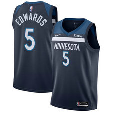 Nike Minnesota Timberwolves #5 Anthony Edwards Navy Stitched NBA Jersey