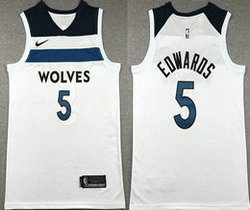 Nike Minnesota Timberwolves #5 Anthony Edwards White Authentic Stitched NBA Jersey