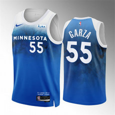 Nike Minnesota Timberwolves #55 Luka Garza Blue 2024 City Stitched NBA Jersey