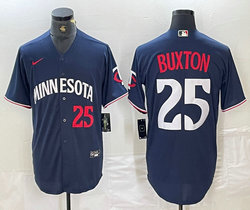 Nike Minnesota Twins #25 Byron Buxton Navy Blue Game Red 25 on front Authentic stitched MLB jersey