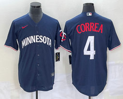 Nike Minnesota Twins #4 Carlos Correa Navy Blue Game Authentic stitched MLB jersey