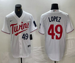 Nike Minnesota Twins #49 Pablo Lopez White 49 front Game Authentic stitched MLB jersey