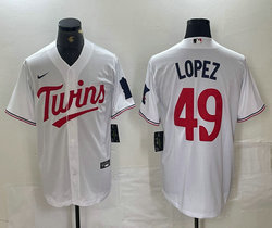 Nike Minnesota Twins #49 Pablo Lopez White Game Authentic stitched MLB jersey
