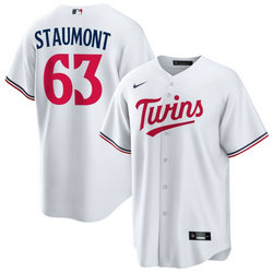 Nike Minnesota Twins #63 Josh Staumont White Game Authentic Stitched MLB Jersey