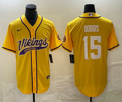 Nike Minnesota Vikings #15 Joshua Dobbs Gold Joint Authentic Stitched baseball jersey