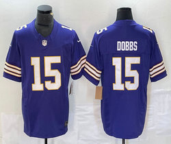 Nike Minnesota Vikings #15 Joshua Dobbs Purple Throwback 2023 F.U.S.E Authentic Stitched NFL Jersey