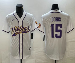 Nike Minnesota Vikings #15 Joshua Dobbs White Joint Authentic Stitched baseball jersey