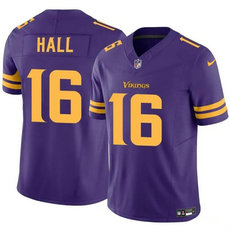 Nike Minnesota Vikings #16 Jaren Hall Purple gold name 2023 F.U.S.E. Authentic Stitched NFL Jersey
