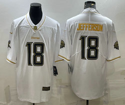 Nike Minnesota Vikings #18 Justin Jefferson White Gold Authentic Stitched NFL Jersey