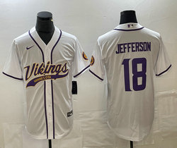 Nike Minnesota Vikings #18 Justin Jefferson White Joint Authentic Stitched baseball jersey